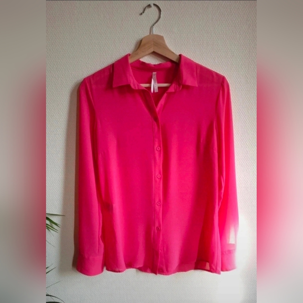 Imperial - Bright Pink Fuchsia Italian Button-Up Shirt - S